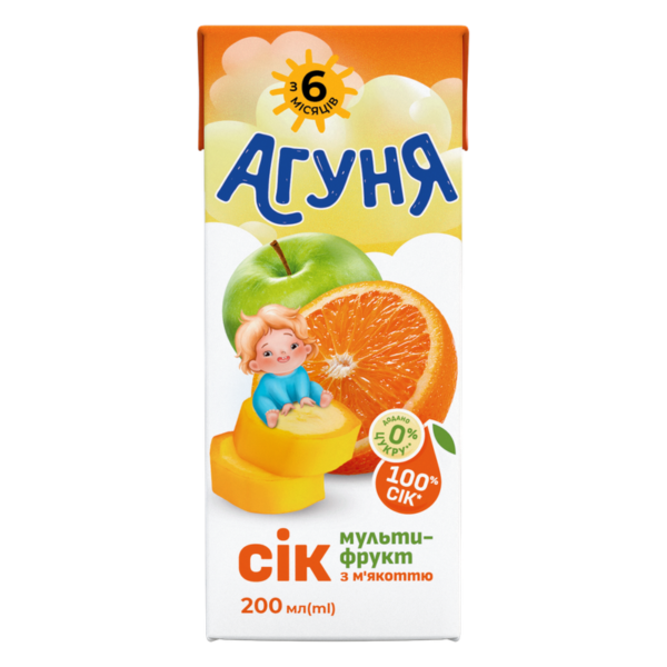 Напій Сік Агуня мультифрукт з м’якоттю 0,2