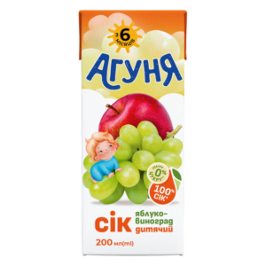 Напій Сік Агуня яблуко-виноград 0,2