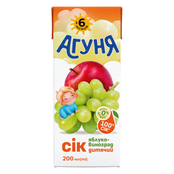 Напій Сік Агуня яблуко-виноград 0,2